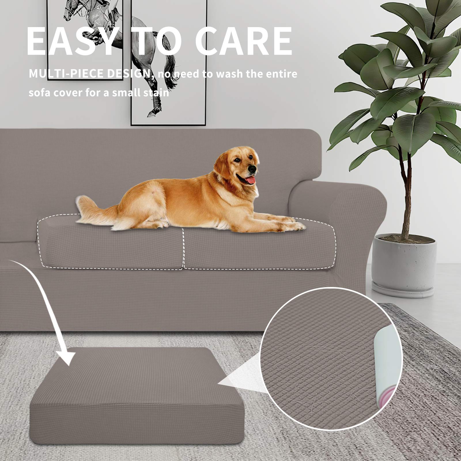 Easy Going - Funda elástica para sofá de dos plazas, para perros, lavable para sofá, para 2 cojines separados, tela elástica, Jacquard, protector de muebles, para niños y mascotas. 3