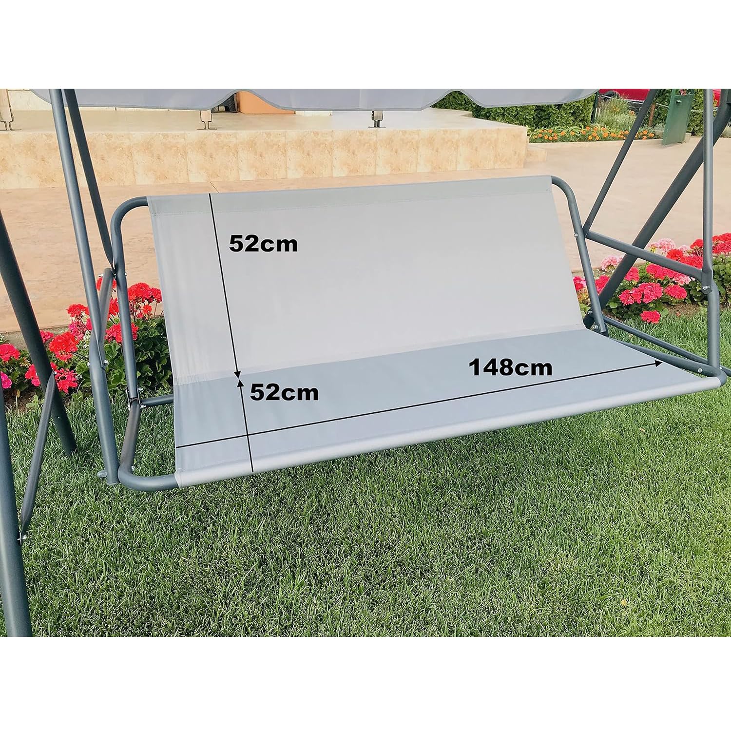 Coprisedile da Giardino Dondolo, Oxford 600D Altalena di Ricambio Fodera Panca 2 e 3 Posti Impermeabile e Antistrappo resistente ai raggi UV Copertura Sedia Veranda Cortile (Gray,160*58*58cm)