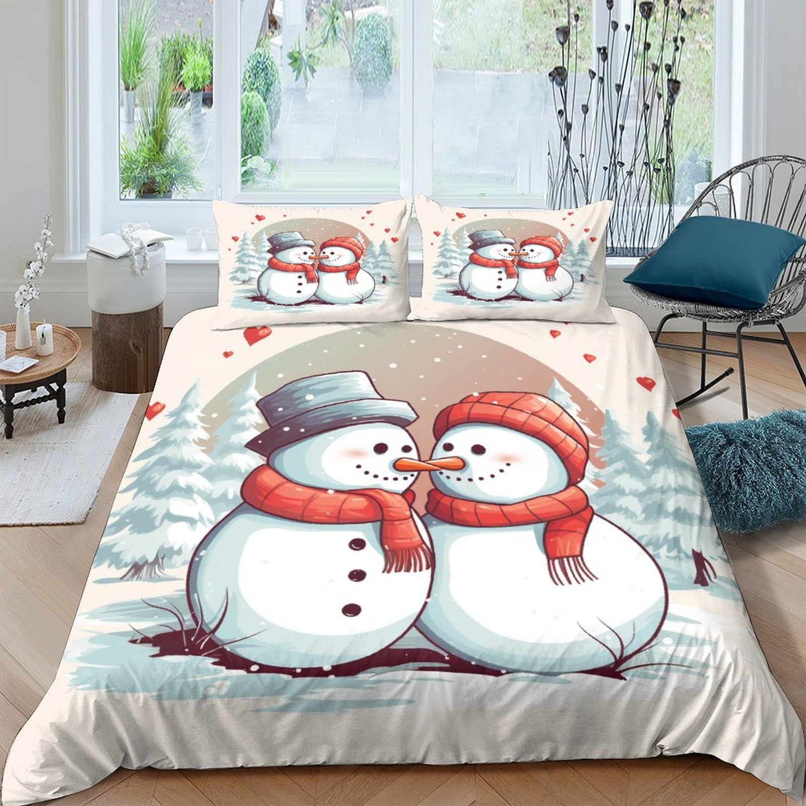 Parure de lit bonhomme de neige 3D pour transformer votre chambre en un cocon d'hiver chaleureux
