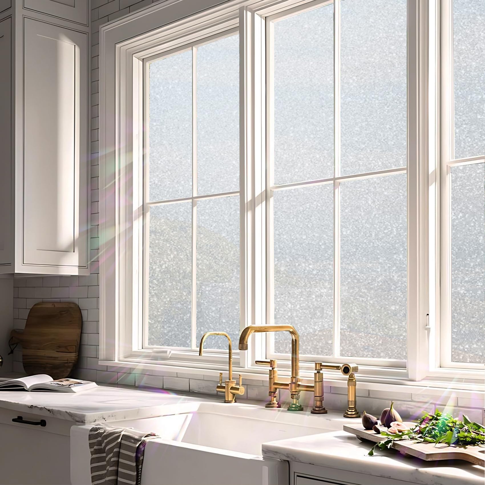 Sonnenschutzfolie Fenster 90 x 250 cm, Selbstklebend Ohne Kleber Statische Blickdicht Matt, Sichtschutz Anti Uv, Büro Matt Fensterfolie Selbsthaftend, glitzernd matt