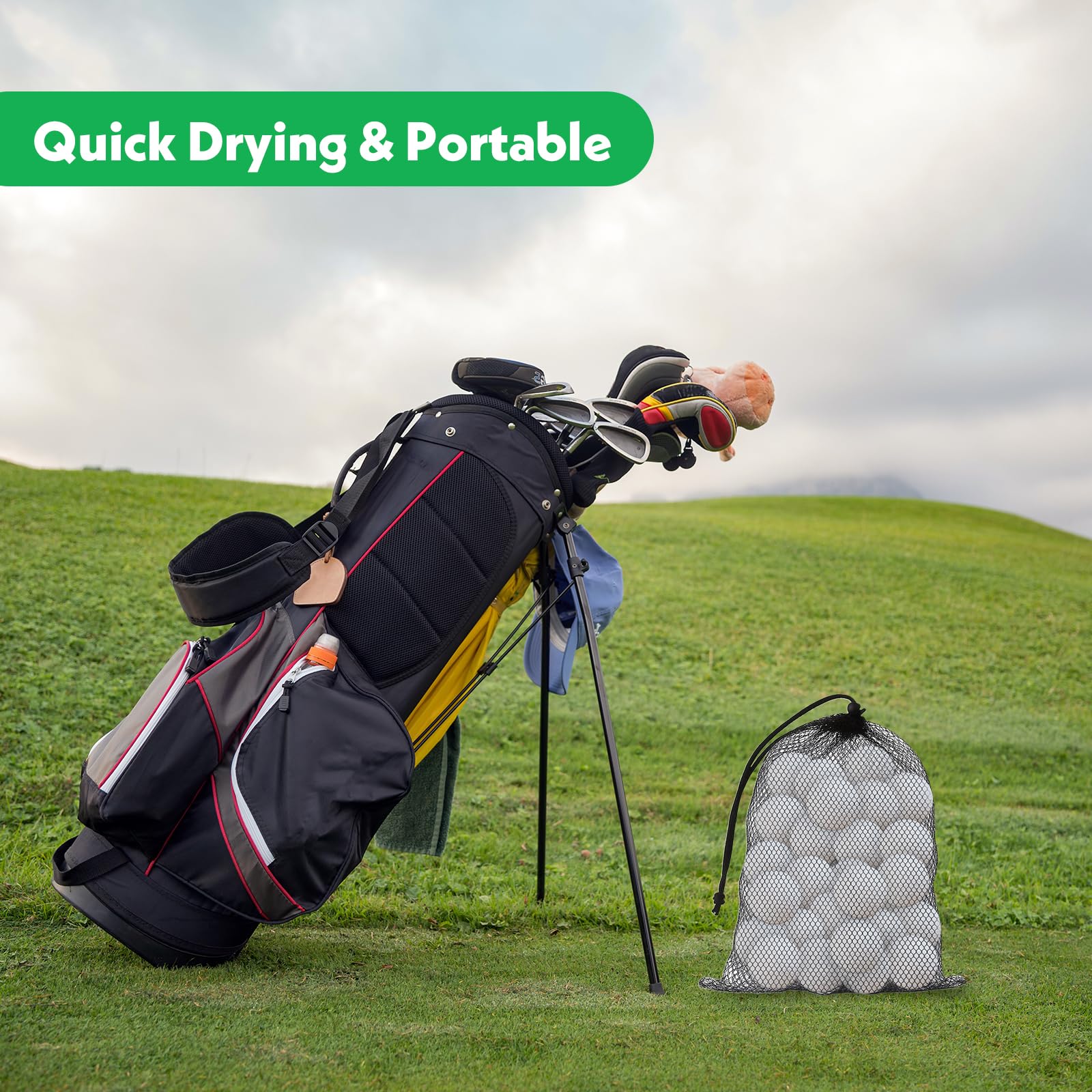 4 bolsas de malla con cordón para pelotas de golf, bolsa de almacenamiento de pelotas de golf, bolsa organizadora de equipos deportivos para recoger medias pelotas, tenis, playa, viajes (2