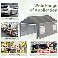 Vista 7 de Cochera de Servicio Pesado de 10 x 20 pies, Toldo para Garaje de Automóvil, con Ventanas Ventiladas Enrollables, Refugio para Automóvil con Lonas