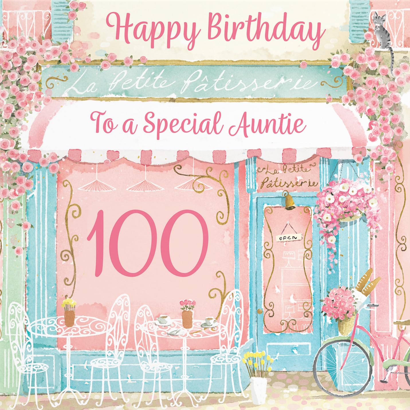 Hunts England, La Petite Patisserie Retirement Card For Her, Charming Pink Bakery, Pretty French Cafe Female Floral Design - Image 2