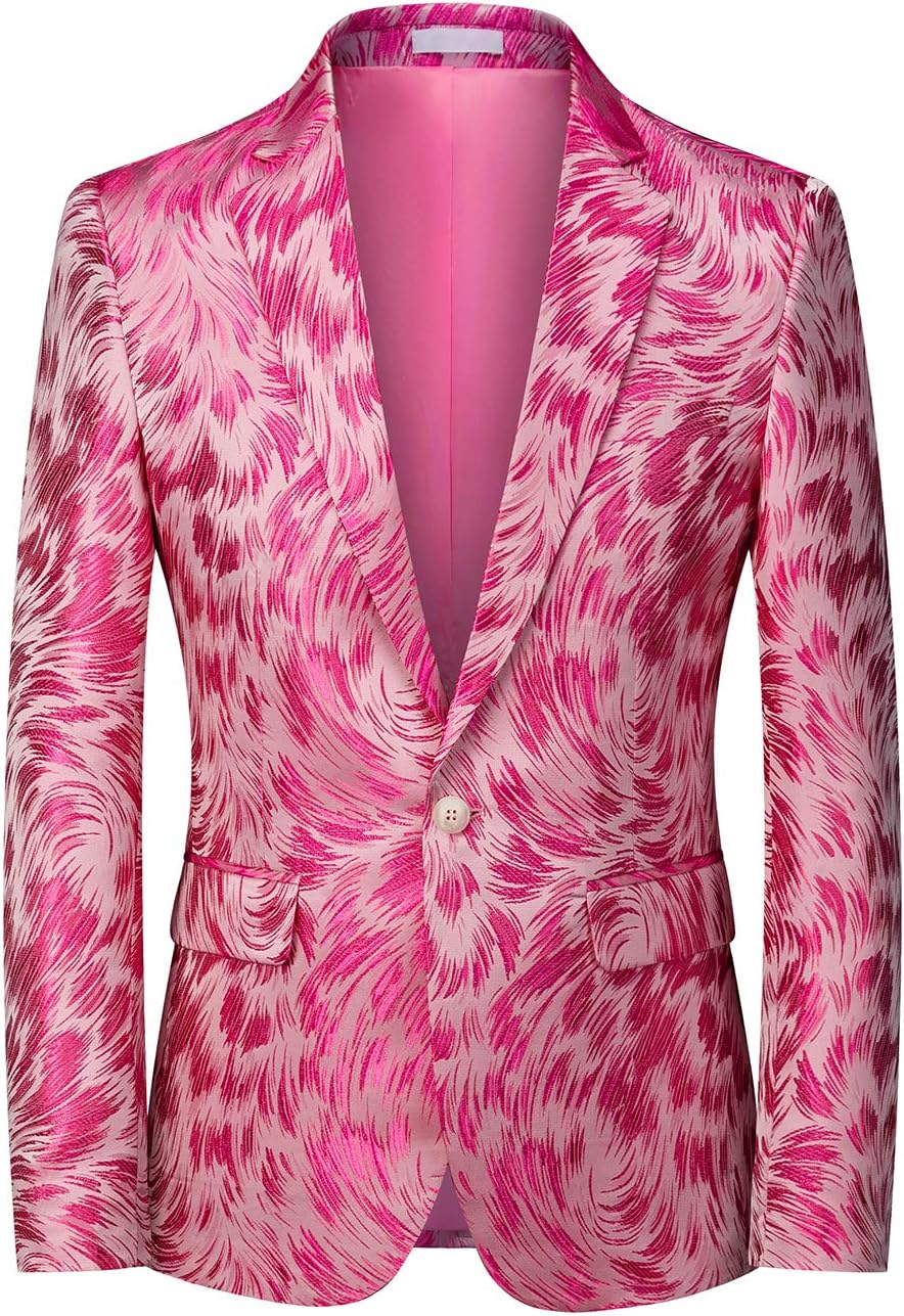 UNINUKOO Mens Casual Floral Blazer Dress Slim Fit Prom Party Paisley Suit Jacket for Men