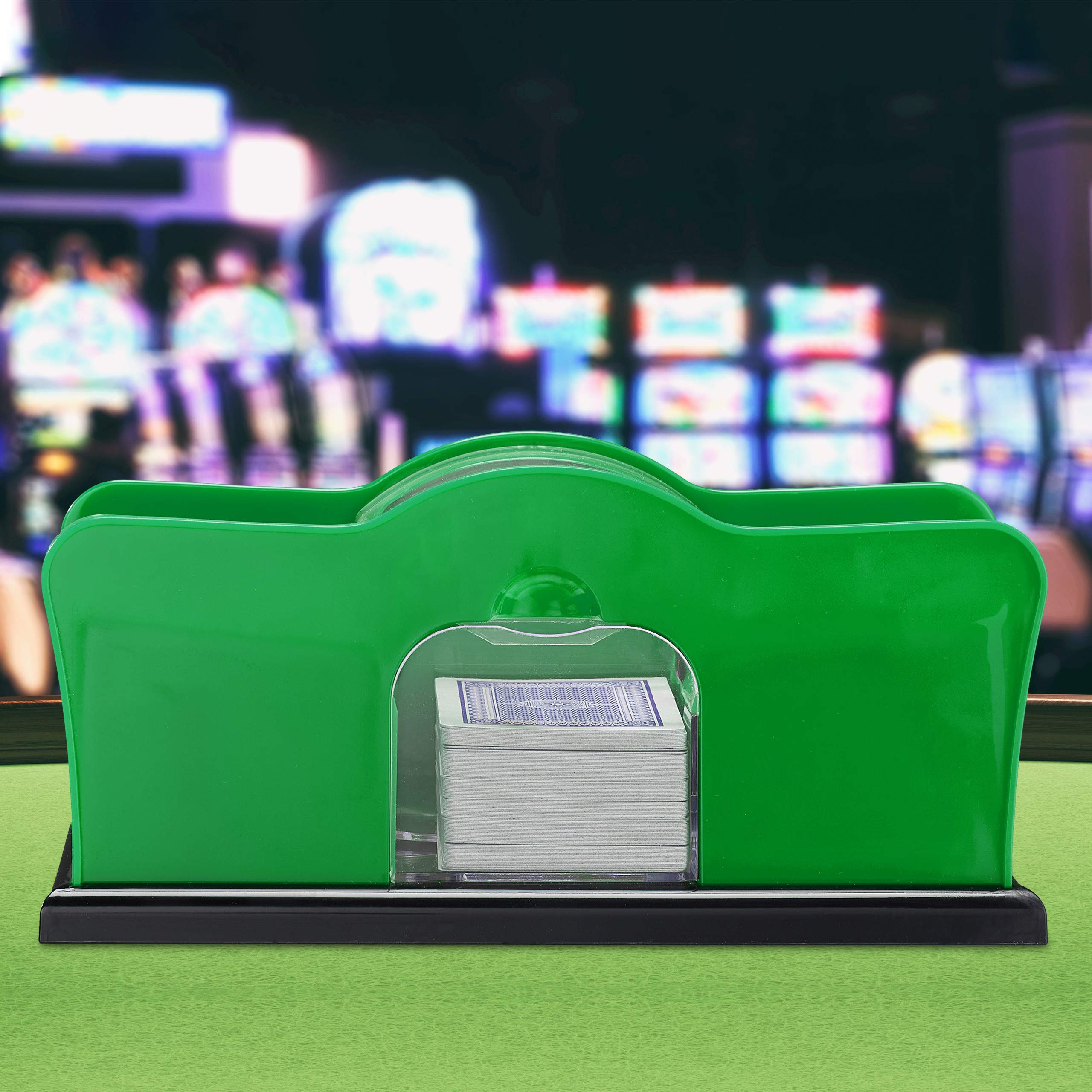 Relaxdays Kartenmischmaschine - Relaxdays - Mixer Manuale per 2 mazzi di Carte da Gioco con manovella, in plastica, Colore: Verde Unisex Adulto