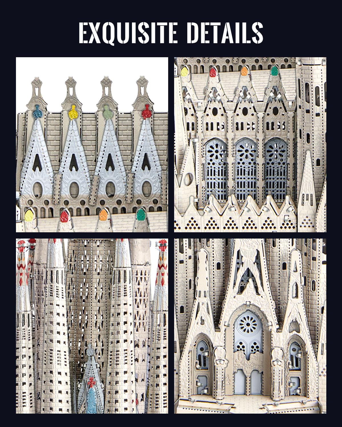 Piececool Puzzle 3D in metallo per adulti La Sagrada Família Cathedral Kit modello in metallo, kit di costruzione di architettura della cattedrale, rompicapo puzzle 3D fai da te, decorazione per la