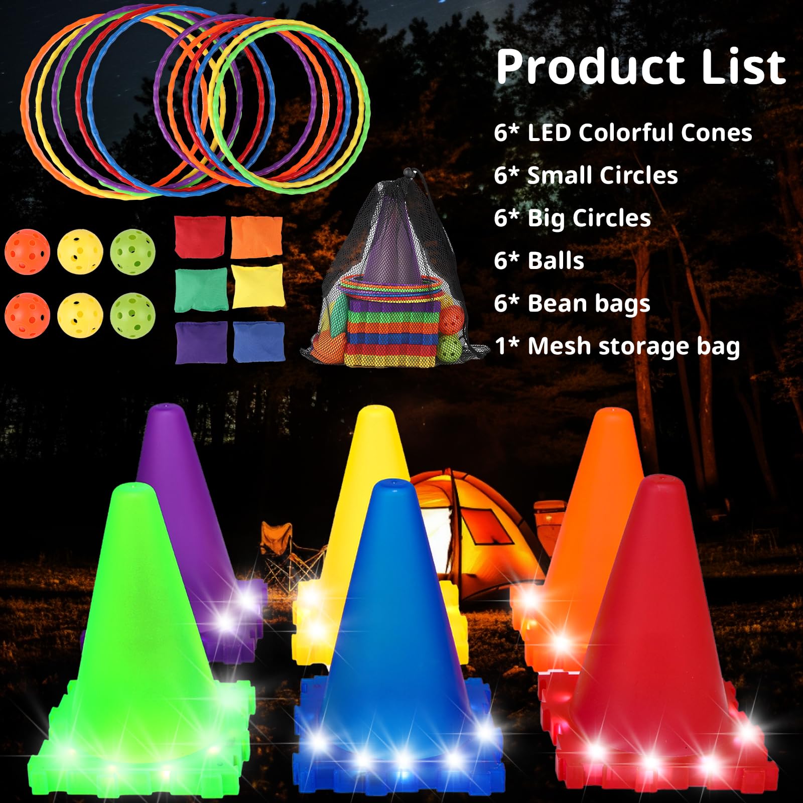 Jeu Extérieur Enfant 3-en-1 Kit Lancer Anneaux Sacs Sable Balles – Jeux Famille Outdoor Indoor Portable