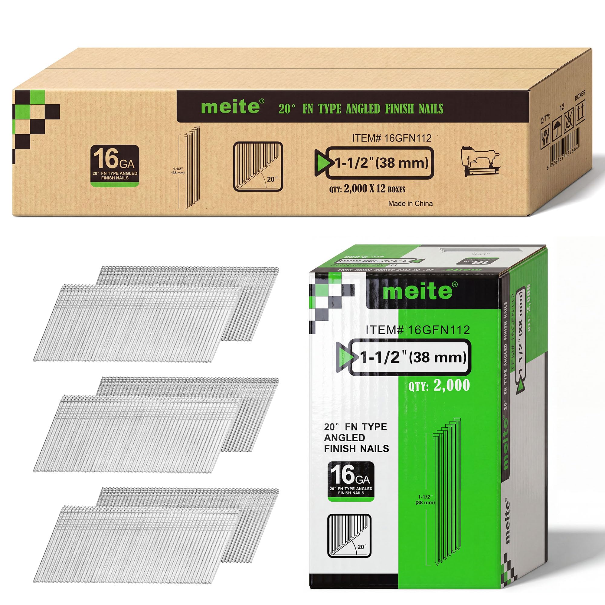Meite 2 Inch Finish Nails - 2000 PCS -16 Meite 2 Inch Finish Nails - 2000 PCS -16