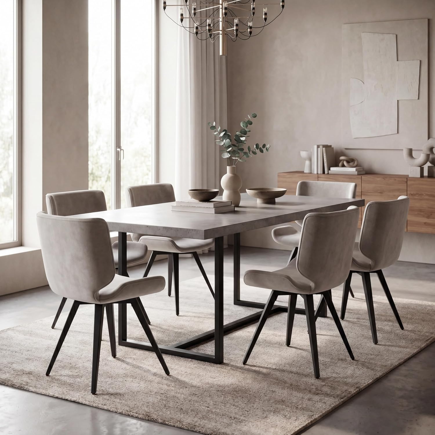 SAFAVIEH Couture Collection Matty Mid-Century Modern Scandinavian Grey Velvet Dining Chair