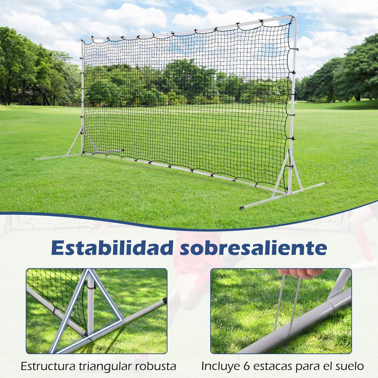 COSTWAY Porteria Futbol Niños, 372,5 x 151 x 182,5 cm, Porteria Futbol Jardin con Bolsa de Transporte, Regalo, Montaje Rápido, Red de Futbol