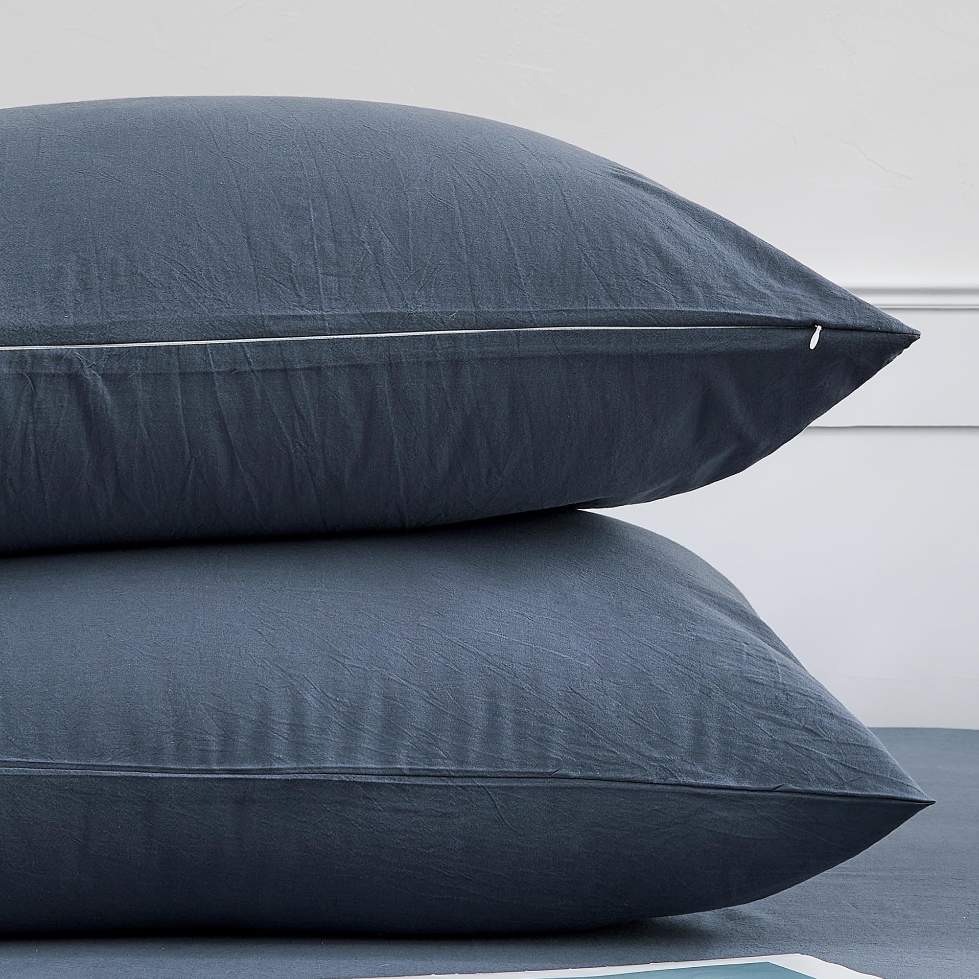 JELLYMONI Kopfkissenbezug 80x80cm Baumwolle 2er Set Blau Oeko-Tex