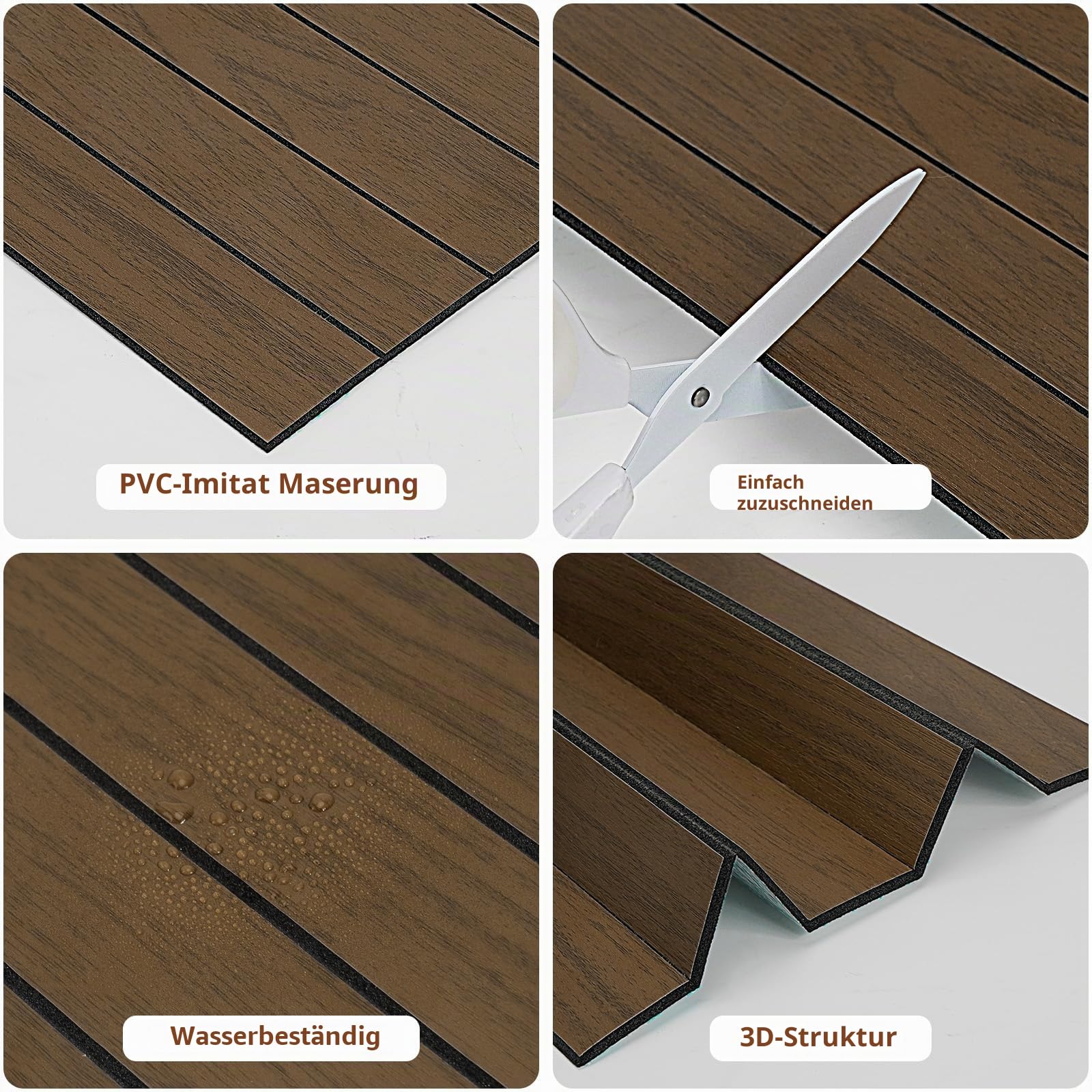 WADILE Holzlatten Wandpaneele 30x60 cm PVC Selbstklebend 20 Stück