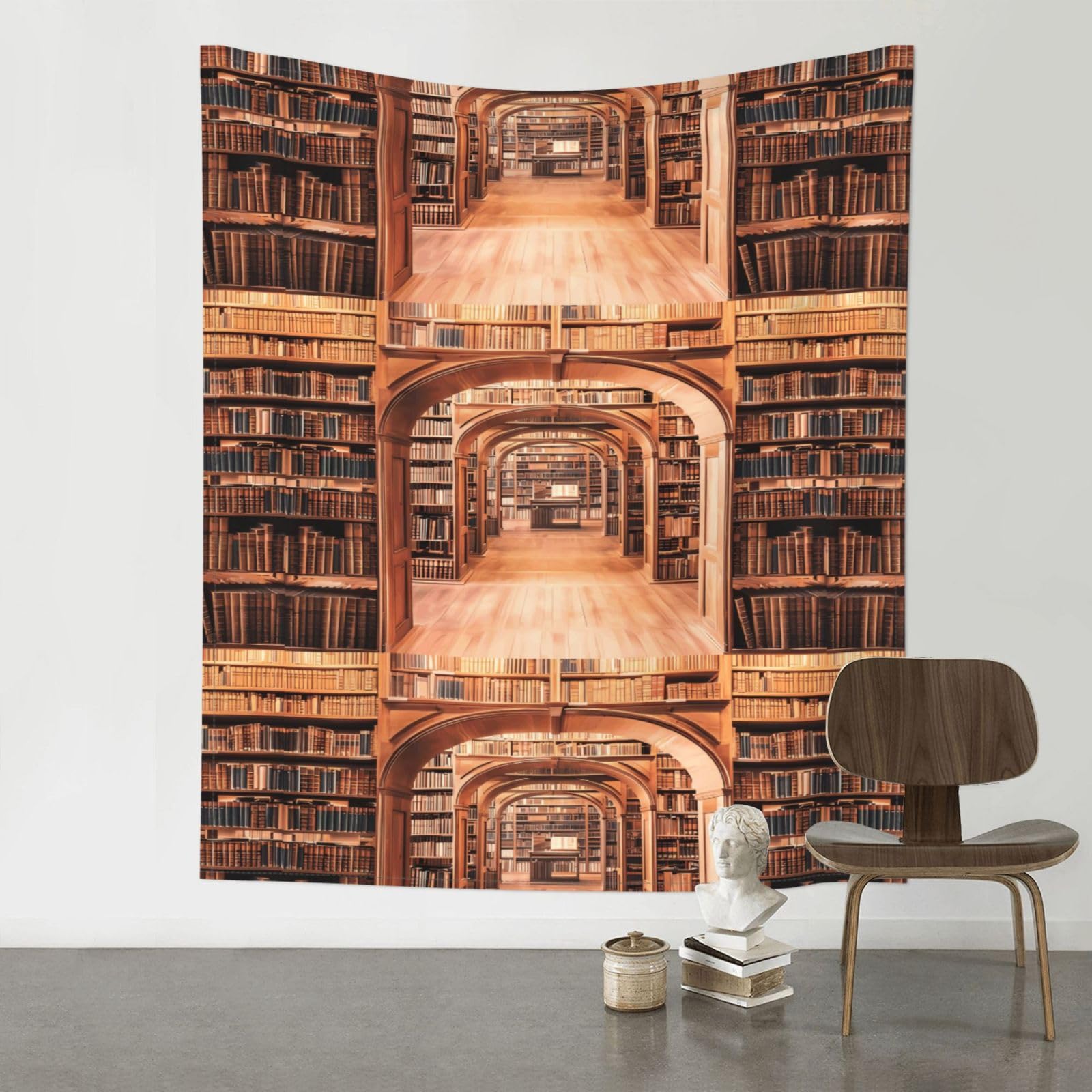 YYHHAOFA Library Bookcase Prints 60x51in Wall Tapestry Boho Chic Dorm Decor & Beach Throw Blanket