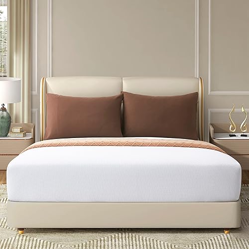 Miniatura 7 de NookZuzu - Juego de 2 fundas de almohada de microfibra ultra suaves de 1800 hilos con cierre de sobre, color beige, juego de 2 fundas de almohada de