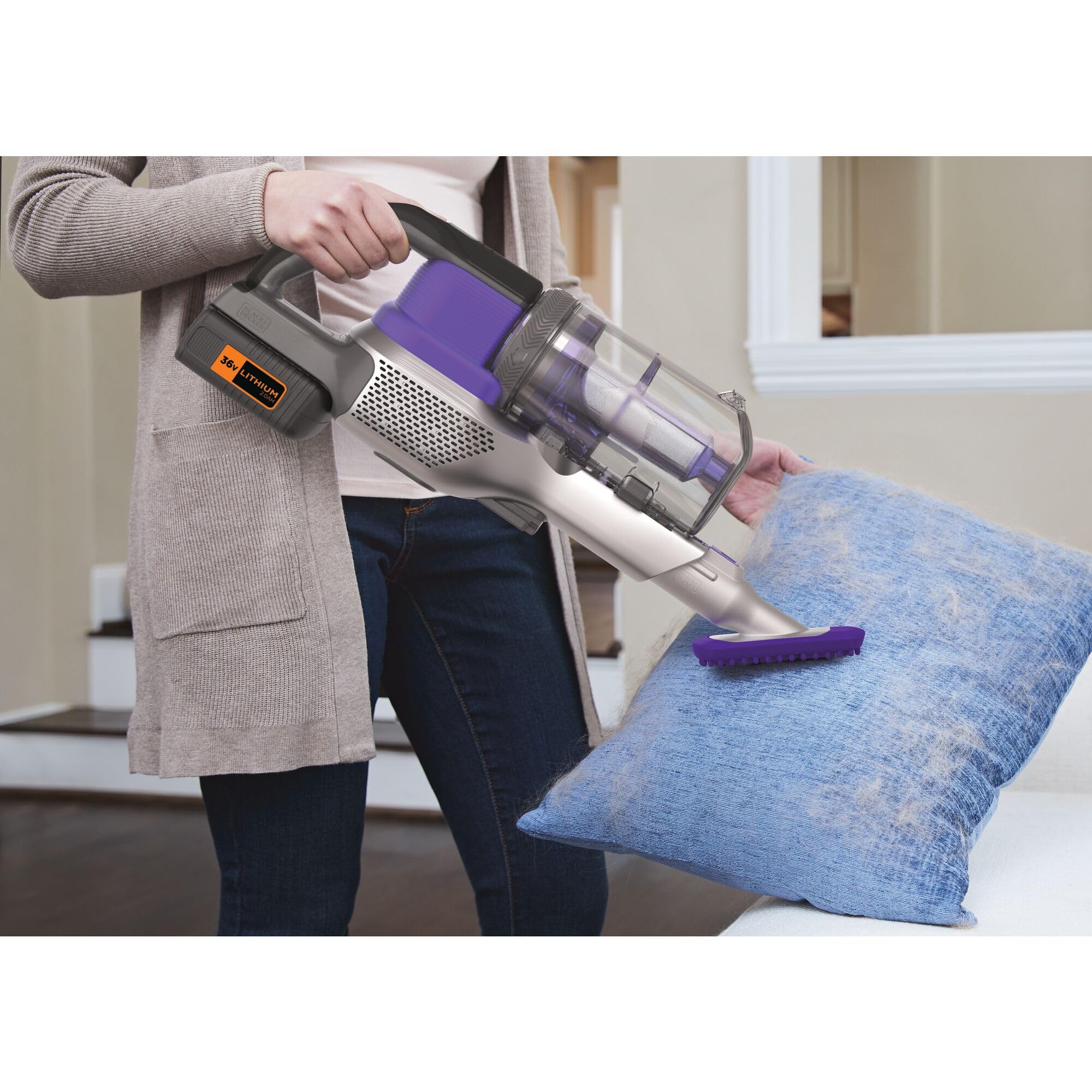 Black+Decker BHFEV362DP-QW Aspirador de Escoba 4en1 Power Series Extreme Especial para Mascotas con batería Externa 36V 2Ah.3 velocidades y 78min de autonomía.