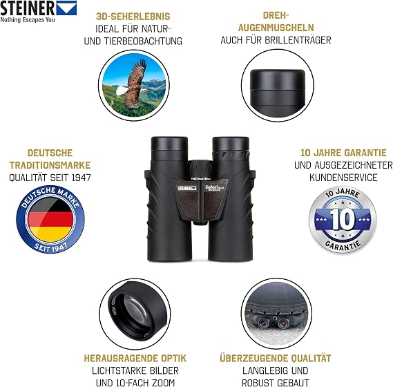 Steiner Safari ULTRASHARP 10X42 Binoculars Without Compass
