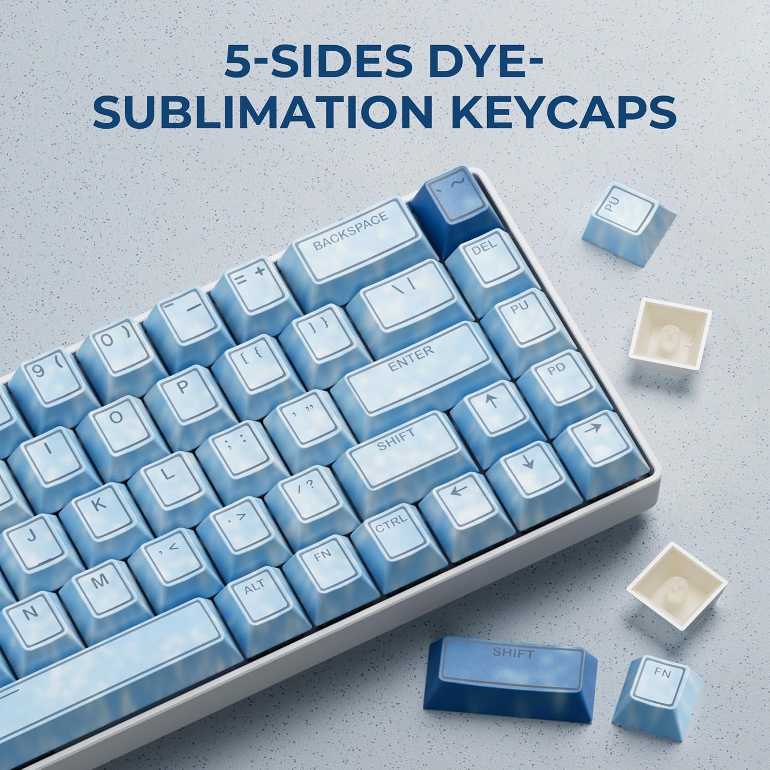 GMKWTL XVX Shine Through Blue Keycaps, Doubleshot PBT Keycap Set Cherry Profile, 142 Keys Keyboard Keycaps, Universal Compatiability with 60%, 65%, 75%, 100% Mechanical Keyboard