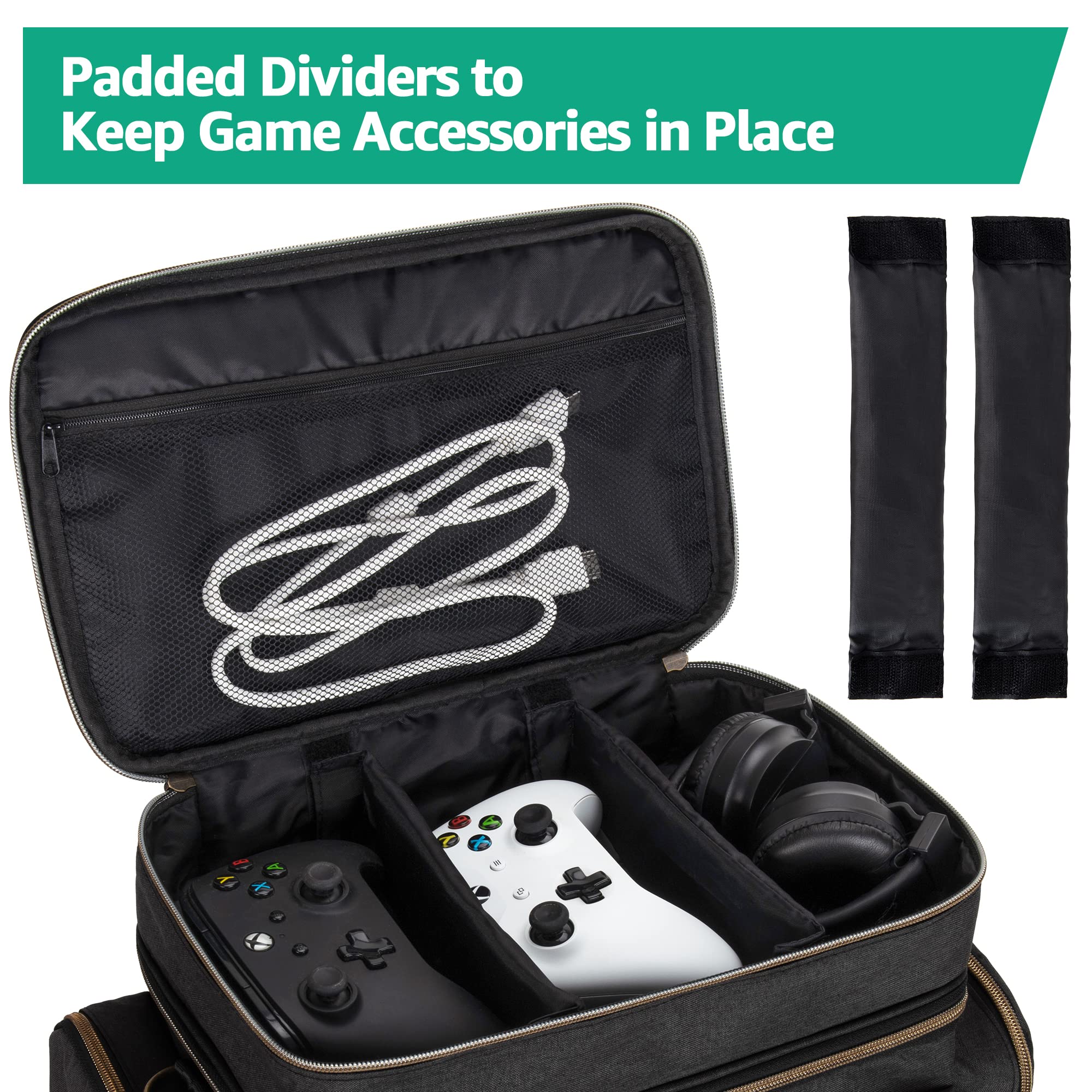 Trunab Borsa da Viaggio per Console Compatibile con Xbox Series X, Borsa a Doppio Strato con Molteplici Tasche per Controller Xbox, Giochi, Cuffie, Cavi, Hard Disk Portatile e Altri Accessori, Nero
