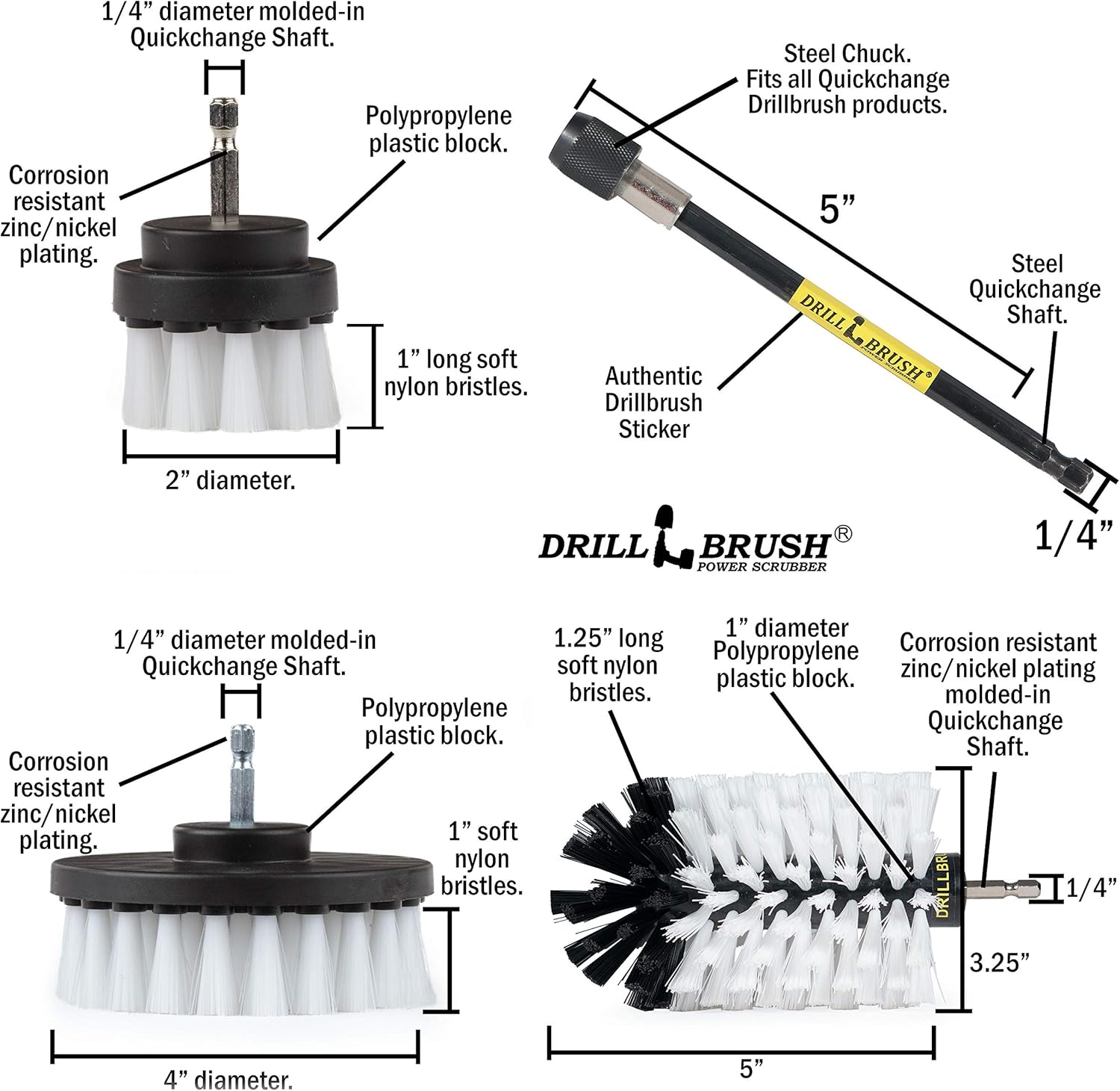 Blасk Frіdау - 60% оƒƒ Drill Brush Power Scrubber by Useful Products – Drillbrush Soft White Automotive Cleaning kit with Extended Reach Attachment – Drill Bit Extension Carpet Cleaner Solution – Car Interior Brush Set