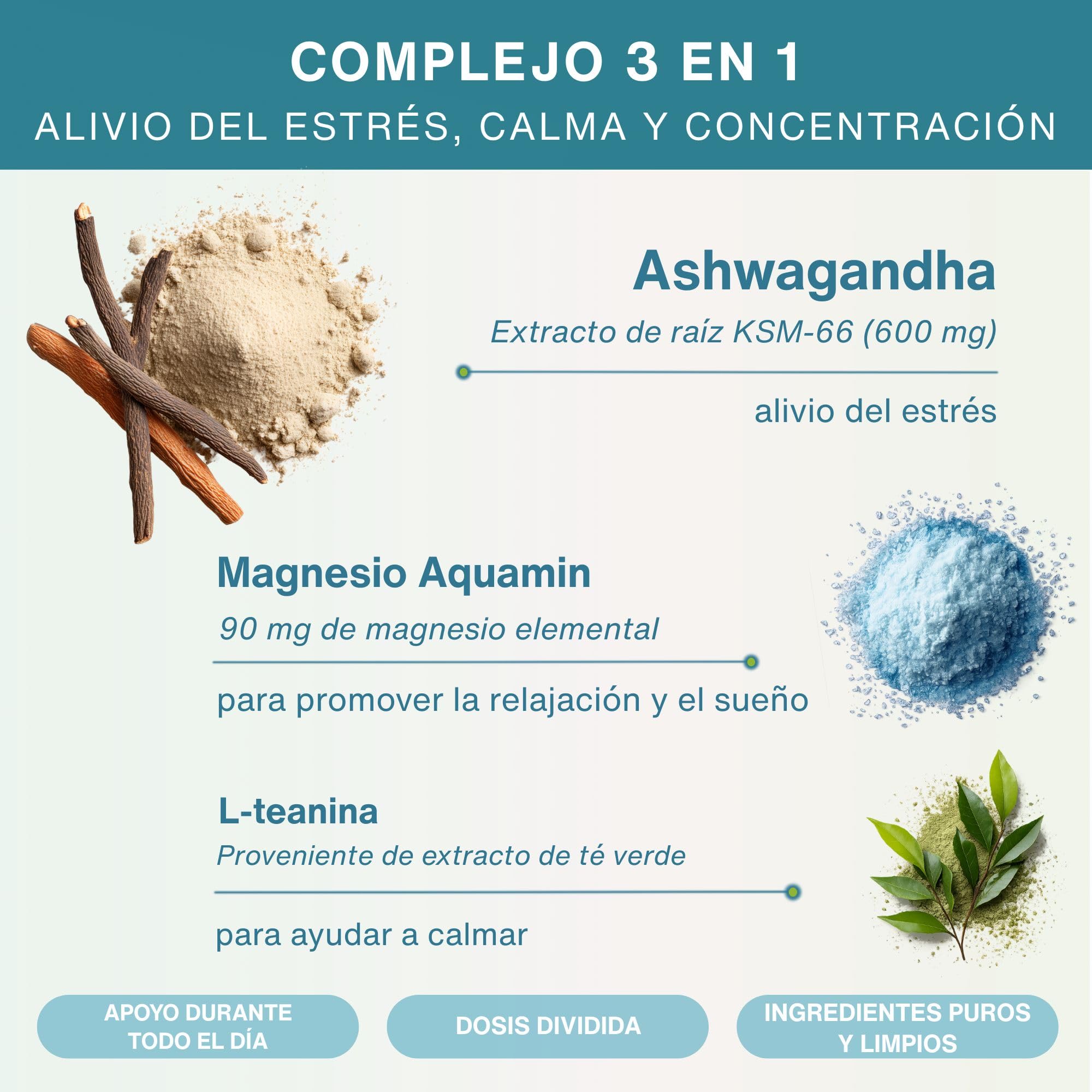 Igennus Ashwagandha Avanzada KSM-66 Complejo Para el Estrés 600 mg con L-Teanina y Magnesio, Vitaminas B y Zinc, Etiqueta Limpia, Extracto de Raíz únicamente, 5% de Withanólidos, Vegano, 90 Dosis