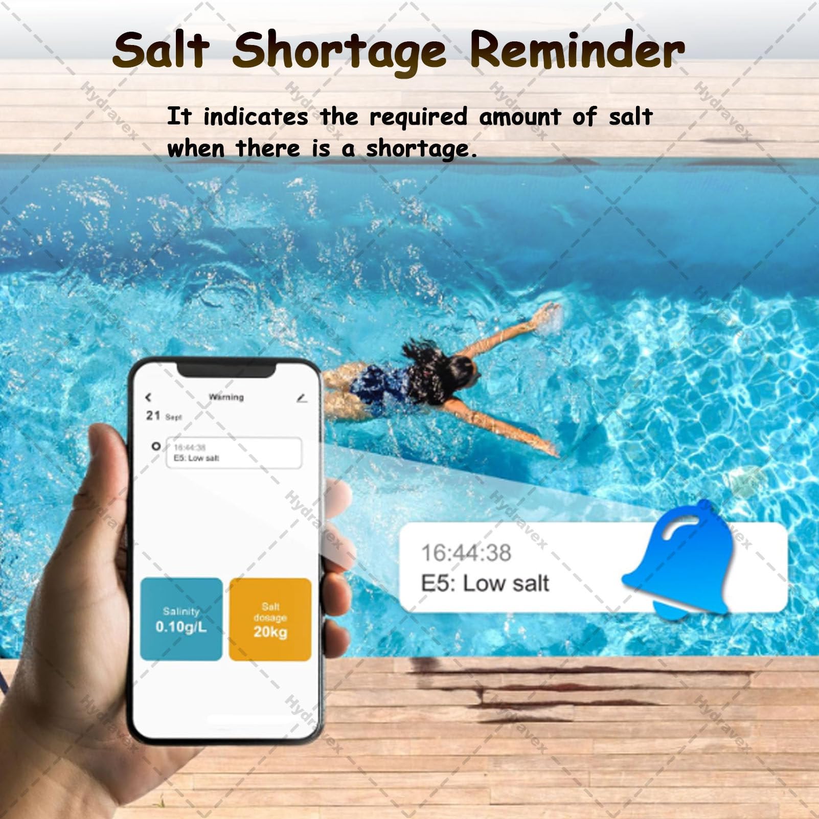 Clorador de sal para piscinas, generador de cloro salino para piscinas elevadas, sistemas de piscina de agua salada con wifi integrado y pantalla de salinidad, clorador de sal para piscinas 4g/h