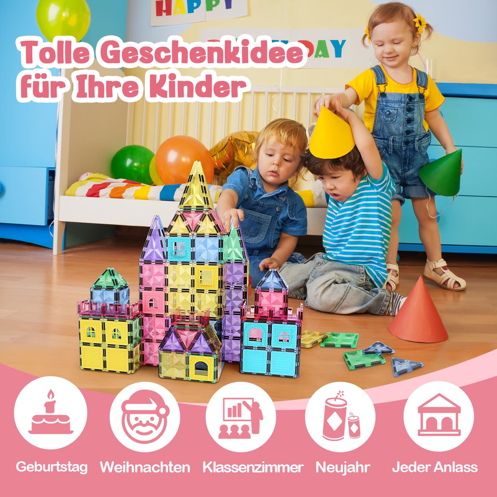 KOUYUO Magnetic Tiles Children's Toy STEM Magnetic Toy for