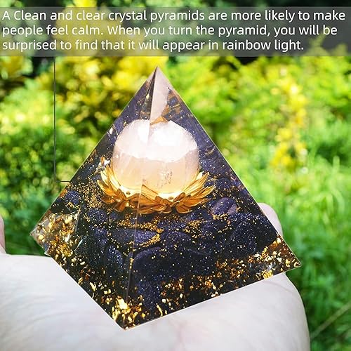 Miniatura 4 de Flower of Life - Pirámides de cristal curativo de cuarzo rosa con piedra de pie azul para reducir el estrés, la meditación curativa de chakras,