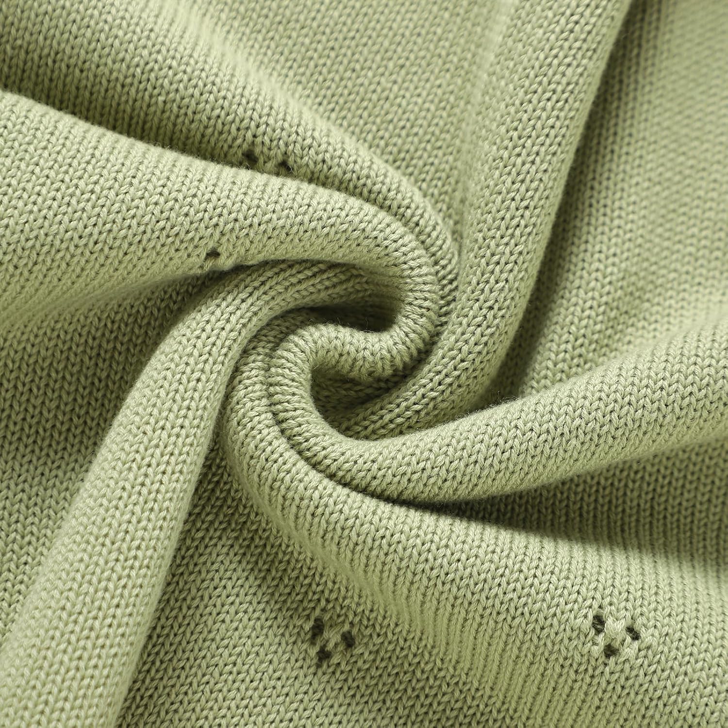 LAWKUL Organic Cotton Baby Blanket for Newborn Boys Girls, Knitted Crochet Receiving Blankets Crib Nursery Swaddle, 30x40 Inch (Light Green)