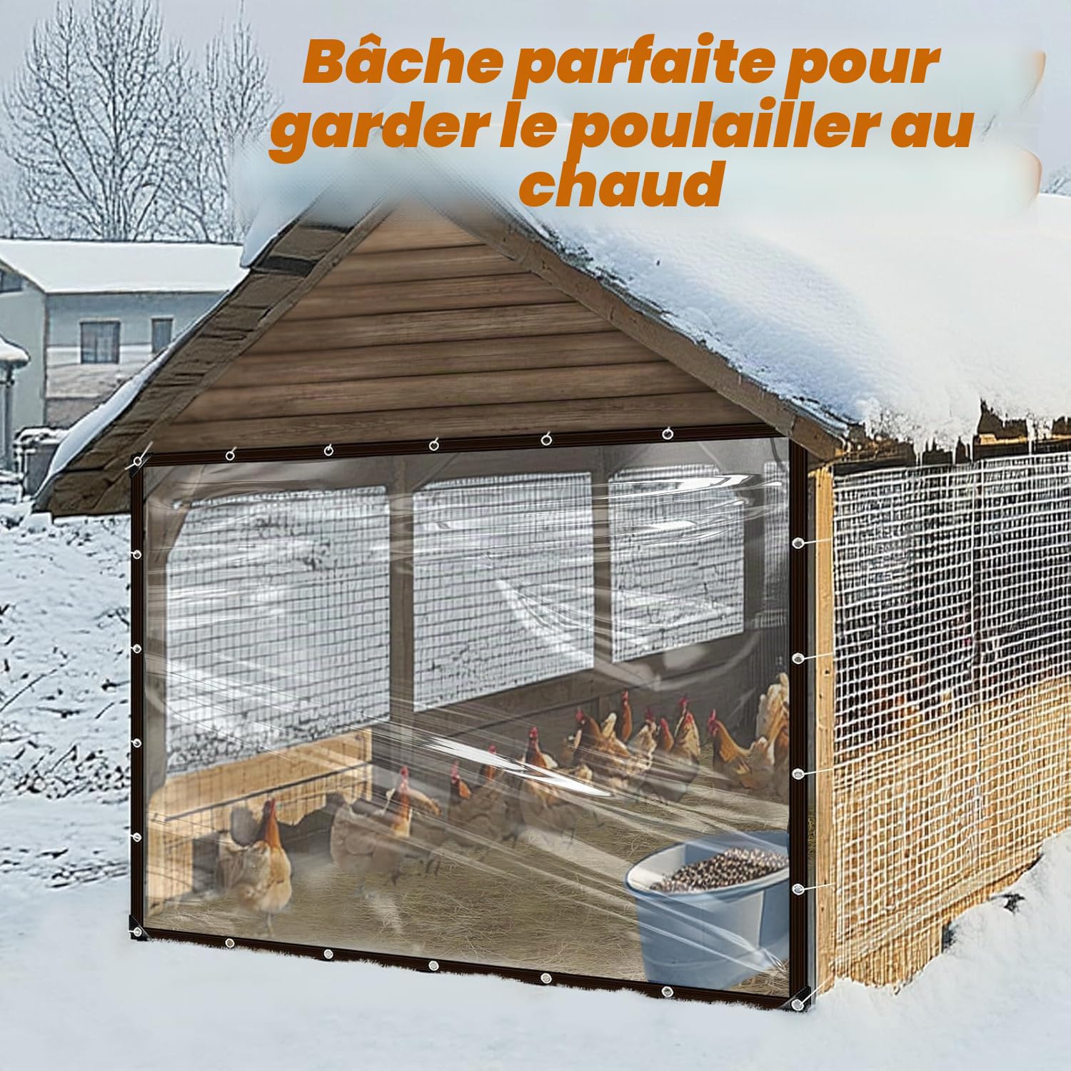 Bâche transparente pour extérieur 3 * 5m, Bâche transparente avec œillets, Transparente et résistante aux UV, Bâche de protection transparente imperméable
