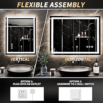 Amazon.com: ExBrite LED Mirror for Bathroom, 60x36 Lighted Vanity