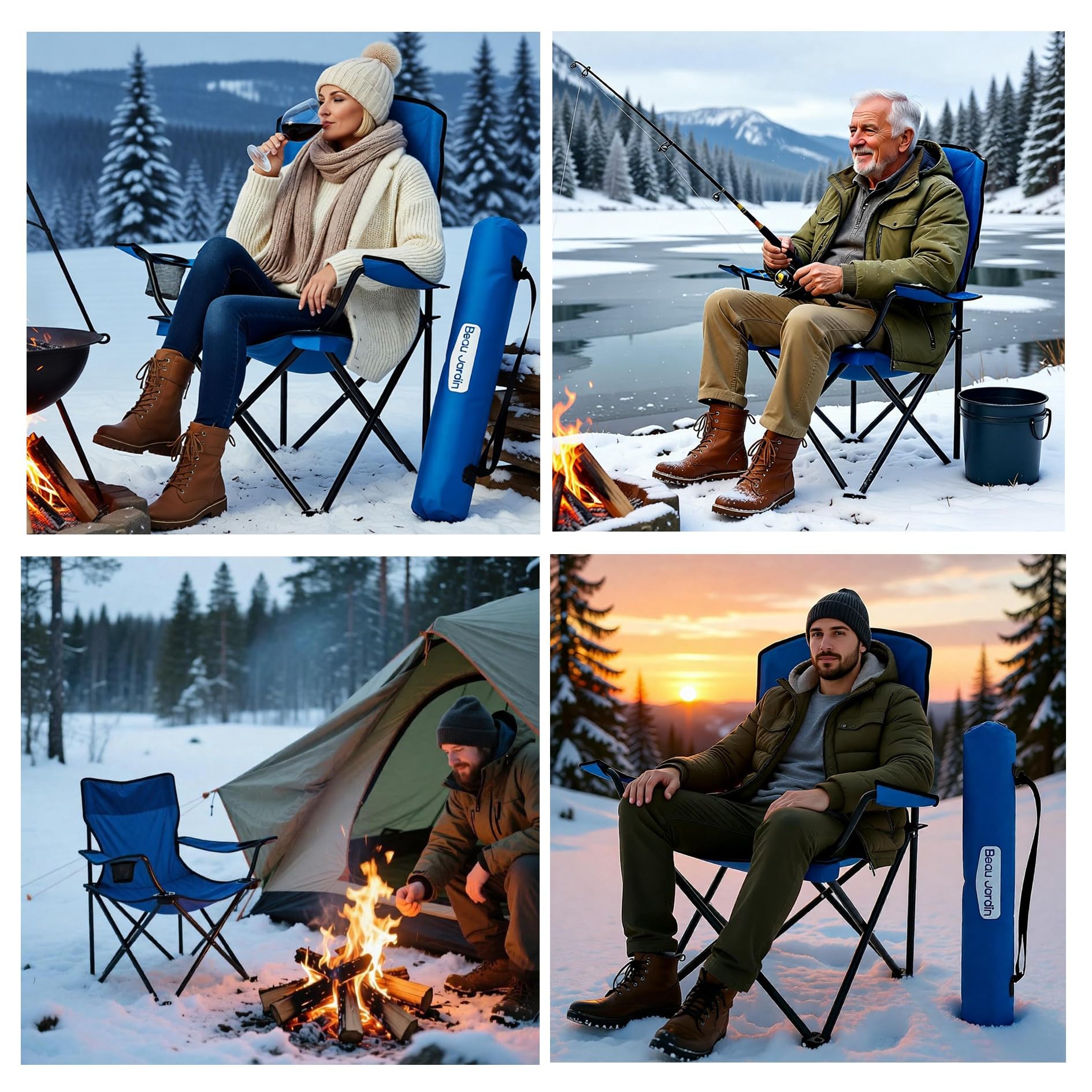 Beau Jardin Chaise Camping Pliante 150 KG Chaise de Plage Pliable avec Porte-gobelet et Sac Surdimensionnées Résistantes et Pliantes Pique-Nique Extérieur Plage Jardin Chaise Longue de Camping Bleu