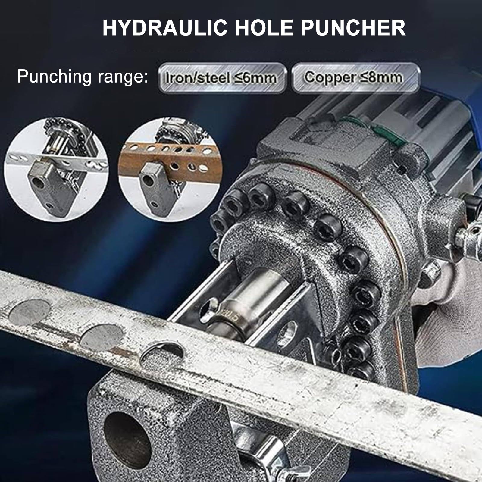 Punzonadora hidráulica de Acero en ángulo, Perforadora eléctrica de Metal de 6,5 mm a 20,5 mm, para Placa de Aluminio y Acero en U (220V)
