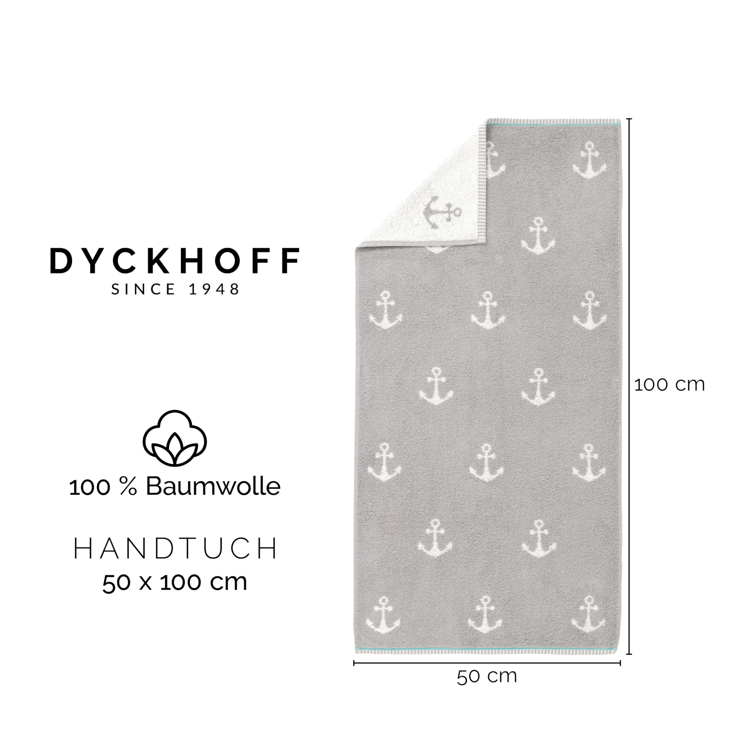 Dyckhoff Asciugamano Maritim 'Starfish' 50x100 Cm – Cotone 450 G/m² Con Motivo Stella Marina E Strisce Effetto