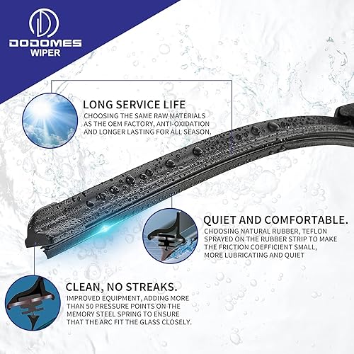 Miniatura 4 de DODOMES Limpiaparabrisas de 22 pulgadas + 21 pulgadas con limpiaparabrisas trasero de 12 pulgadas de repuesto para Dodge Durango 2011 2012 2013 2014