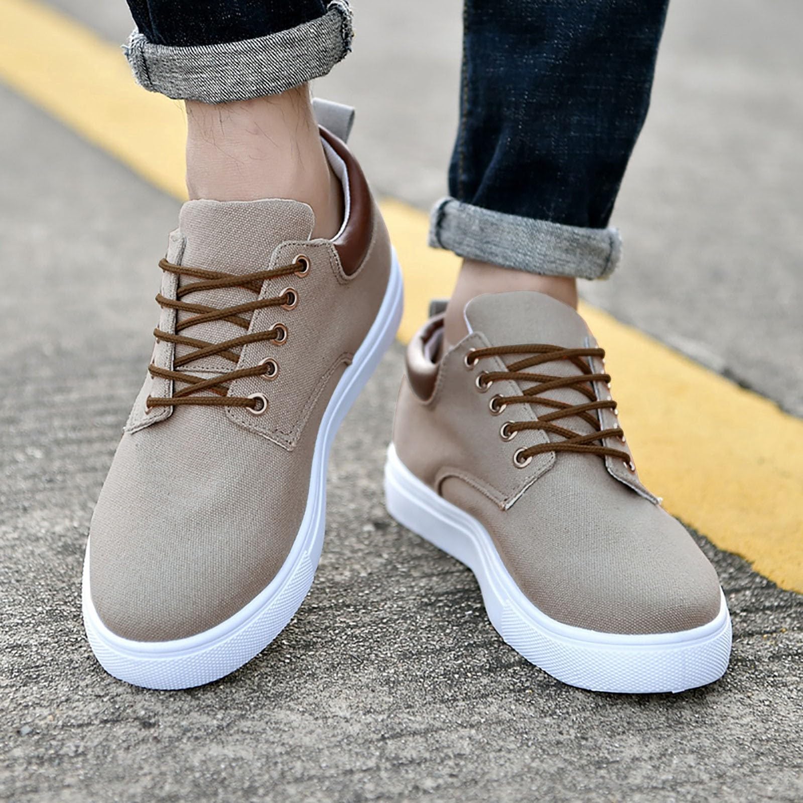 Générique Chaussures Basses en Toile Homme À Lacets Classiques, Style Tendance Décontracté Et Coupe Aérée, Semelle Légère Et Maintien Confortable, Soulier De Marche adapté aux Sorties urbaines