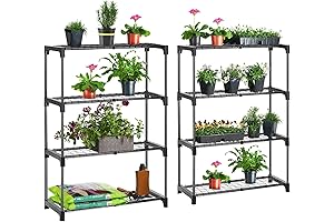 2-Tier Steel Shelving Rack Powder Measure Stand for Greenhouse, Garden & Garage