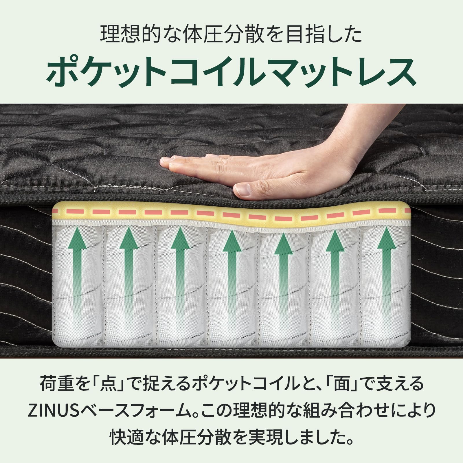 Amazon.co.jp: ZINUS BASIC マットレス ポケットコイル 20cm ブラック