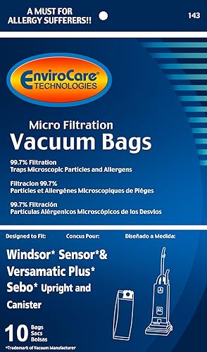 Miniatura 2 de EnviroCare Bolsas de polvo de repuesto para aspiradora de microfiltración diseñadas para adaptarse al sensor Windsor 5300REP Professional G1, C2,