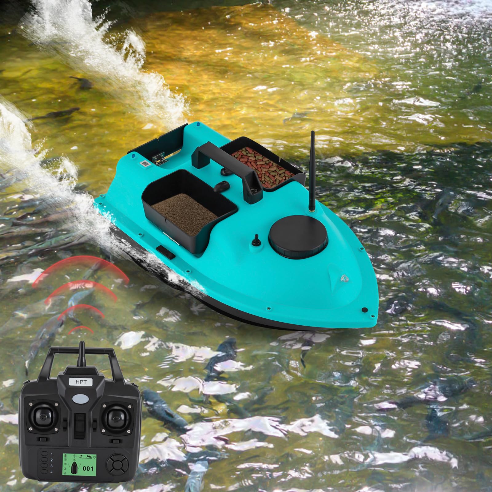 Barca per esche da pesca, 600 m, con GPS e doppio motore, 5200 mA, 99 punti di posizionamento