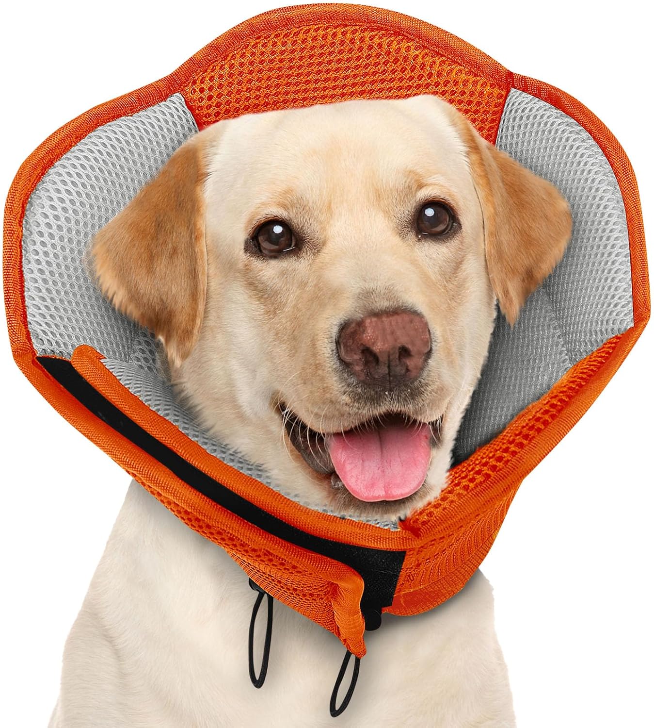 AOFITEE Dog Cone for Dogs After Surgery, Soft Dog Cone Collar for Large Medium Small Dogs, Adjustable Dog Recovery Collars & Cones, Breathable Elizabethan Collar for Dogs to Prevent Licking Wounds Large Orange