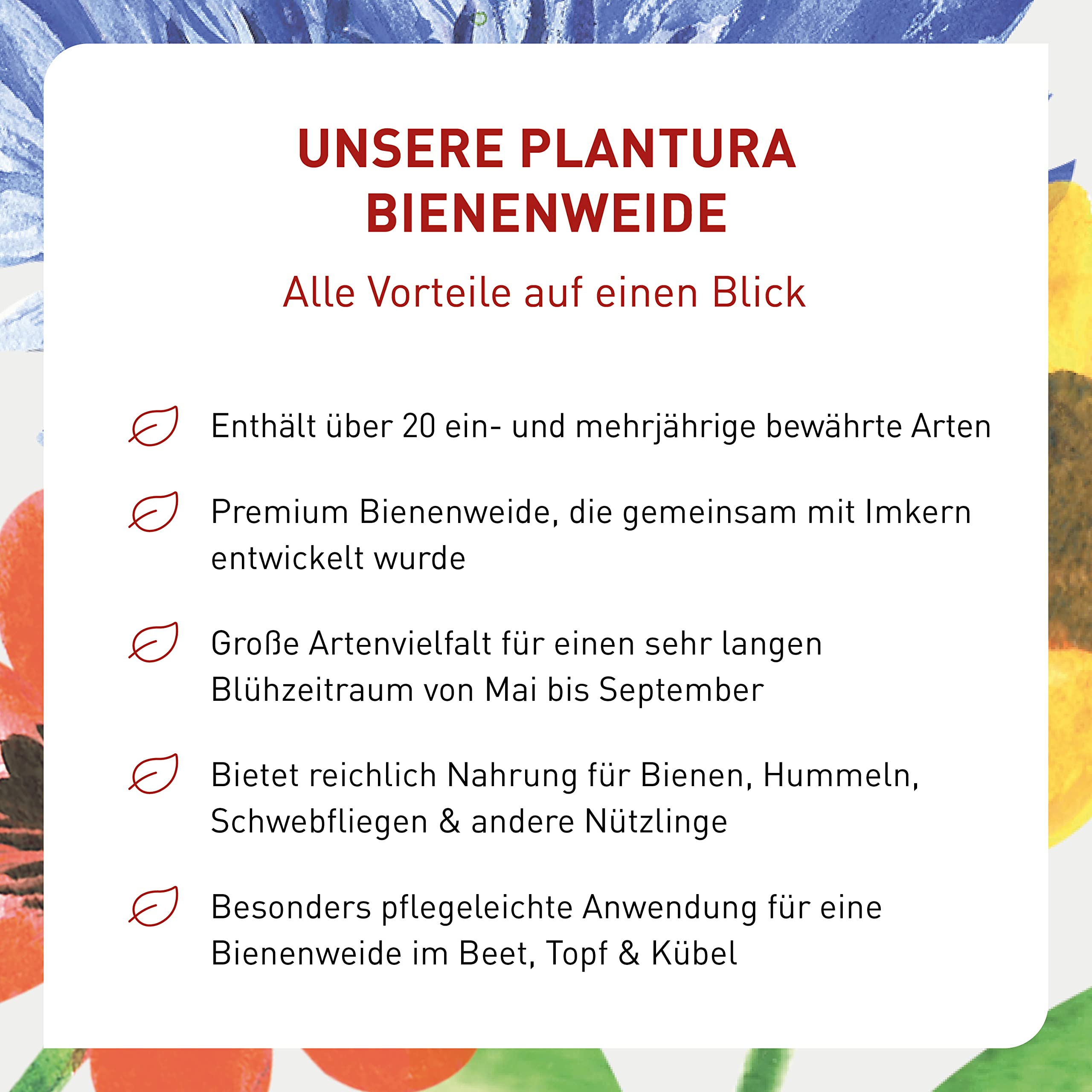 Plantura Bienenweide, blütenreiche Premium-Saatgut-Mischung für Bienen, Hummeln & Schmetterlinge, >20 heimische Sorten, ein- & mehrjährig, bienenfreundlich, pflegeleicht & nektarreich, 150 g für 20 m²