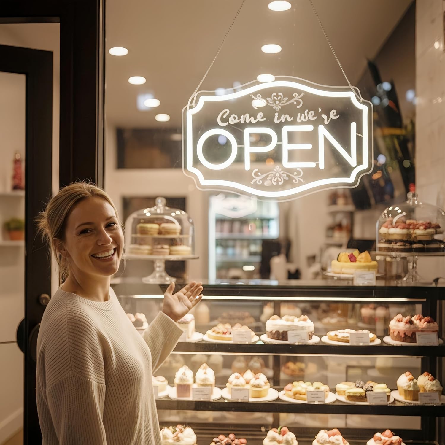 Neon Open Signs for Business， LED Adjustable Brightness Light Up Sign for Bar Slaon Stores Cafes Restaurant Hotel Storefront Window We are Open Signs