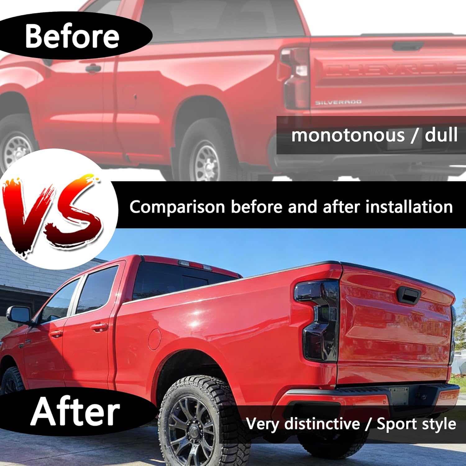 STSEV01 Taillight Cover Trim Fit for Chevy Silverado 2019-2026 Accessories 1500/2500/ Custom/LT/LTZ/RST/WT/ ZR2,Tail Light Smoked Black Style Rear Lamp Protective Guards Exterior Decoration