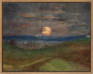 DAJONART Vintage Framed Canvas Wall Art, Landscape Sunset Prints Painting Picture Wall Decor for Living Room,Home Christmas Decor Gift,11"x14"