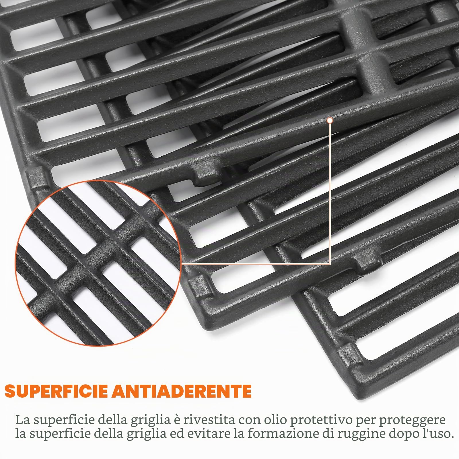GFTIME 47,5 x 85 cm, griglia in ghisa per Weber Genesis II 400, Genesis II LX 400, per Genesis ll/LX S410 E410 S415 E415 S435 E440 E440 S440, ricambio per barbecue a gas Weber 66089 66097