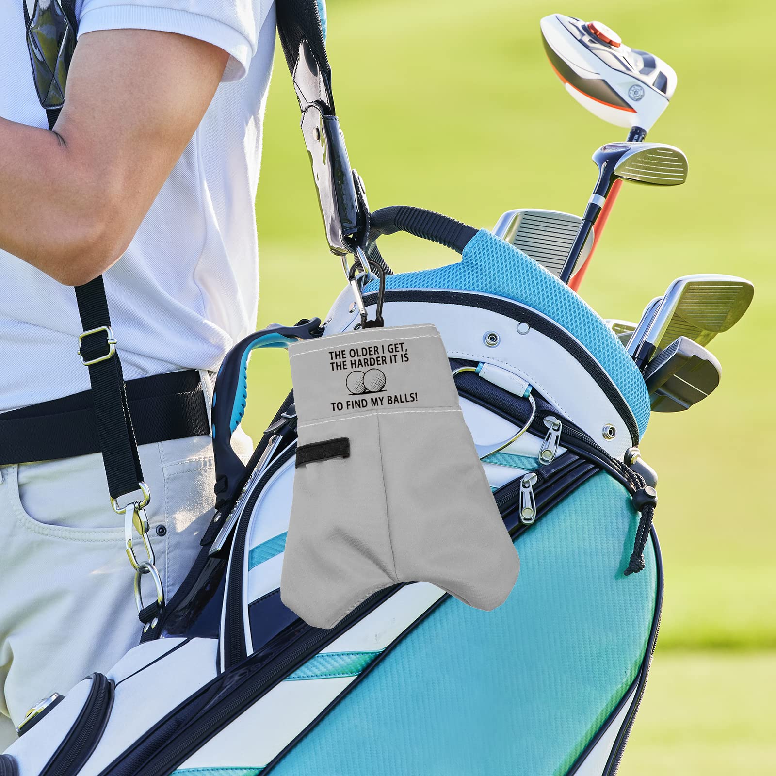 BLUPARK Funny Golf Ball Storage Bag for Grandpa Dad - The Older I Get The Harder It is to Find My Balls Pouch