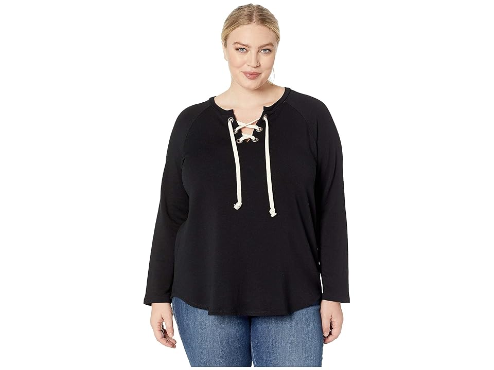 

Karen Kane Plus Plus Size Lace-Up Sweatshirt (Black) Women's Sweatshirt