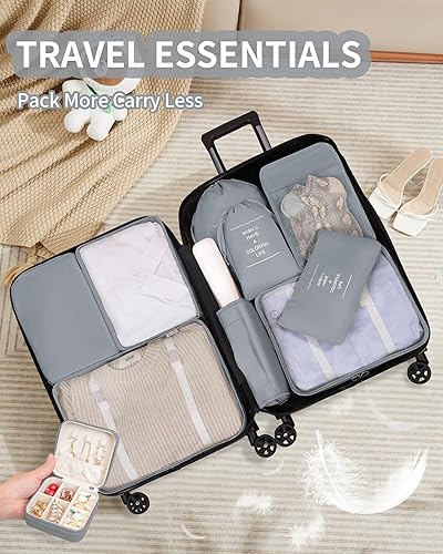 Miniatura 3 de Juego de 11 cubos de embalaje, organizadores de maleta, bolsas organizadoras de equipaje para viajes, cubos de embalaje para viajes, con bolsa de