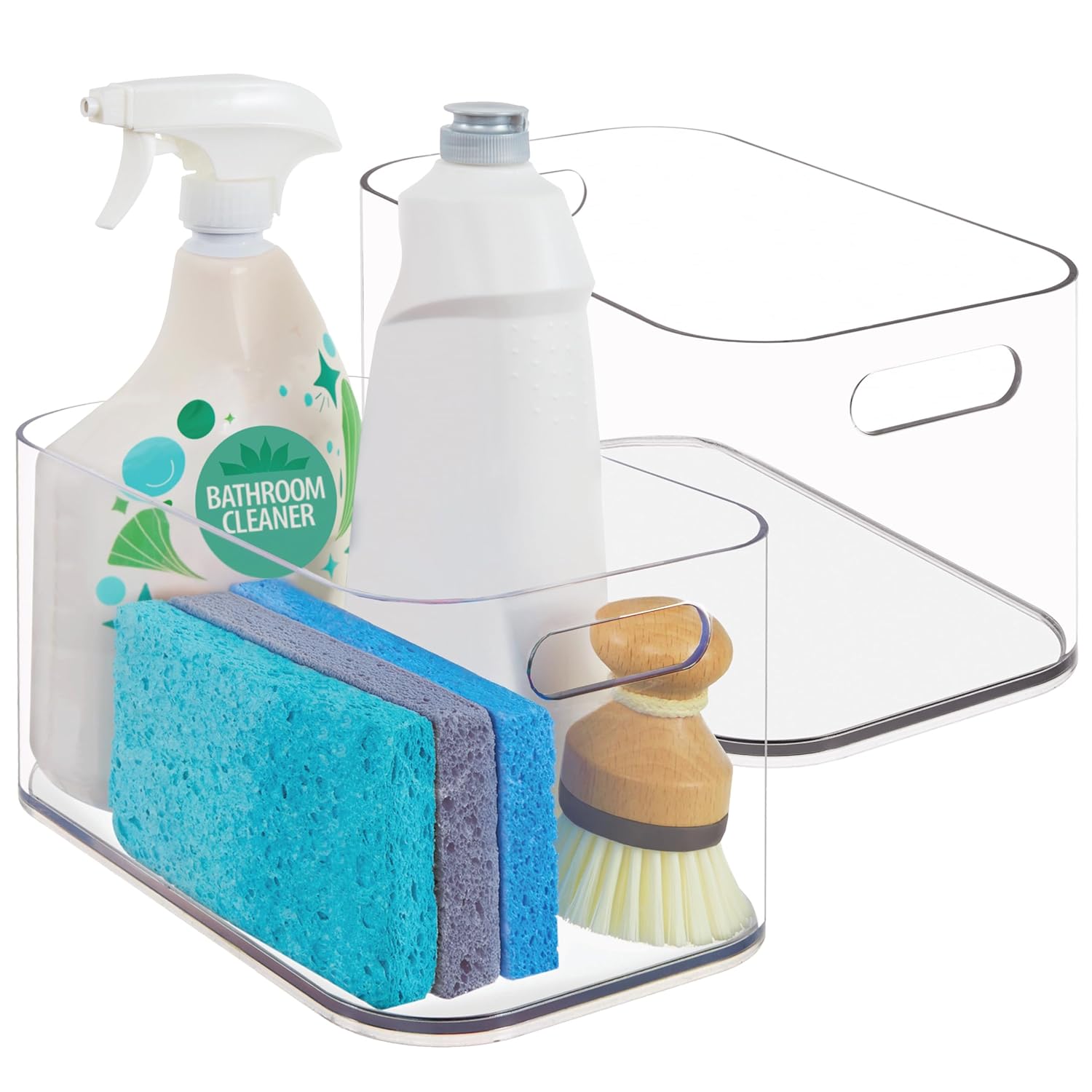 STORi Bliss 10 x 6 Open Clear Pantry Organizer Bin Set of 2 Plastic Containers with Handle for