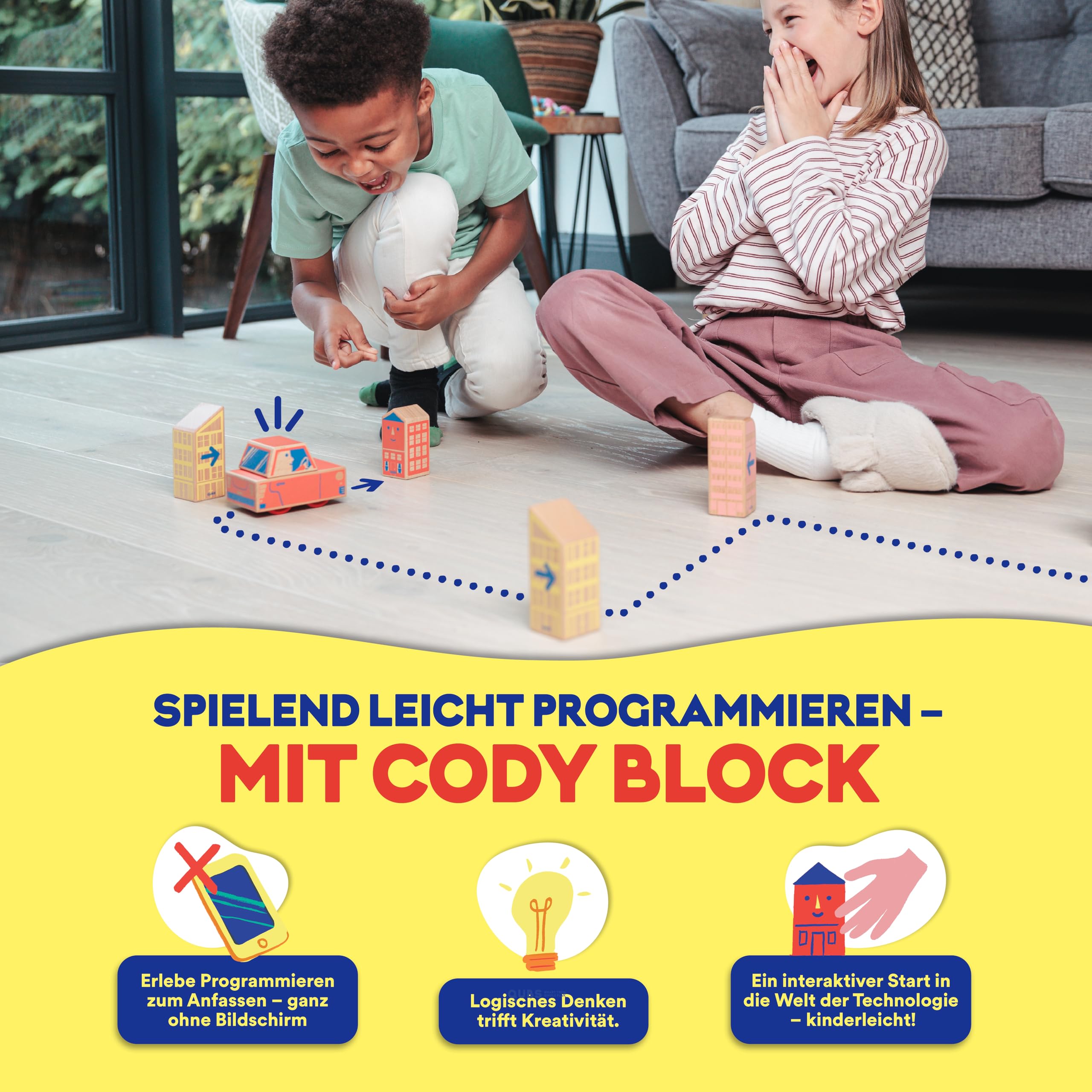 Starter-Set | Spielend leicht Programmieren für Kinder mit Block-Auto Cody | Lernspielzeug aus Holz für Jungen und Mädchen | Erkunde Dein Zuhause spielerisch mit nachhaltigen RFID-Blöcken |